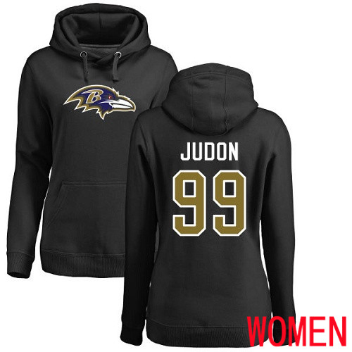 Baltimore Ravens Black Women Matt Judon Name and Number Logo NFL Football 99 Pullover Hoodie Sweatshirt